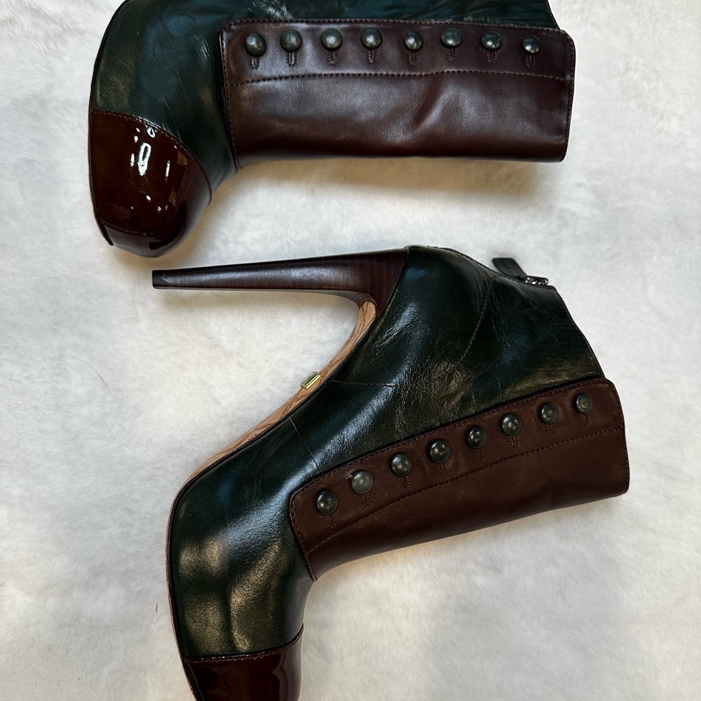 LAMB Elegant Brown and Green Women's Boots - Picture 1 of 9